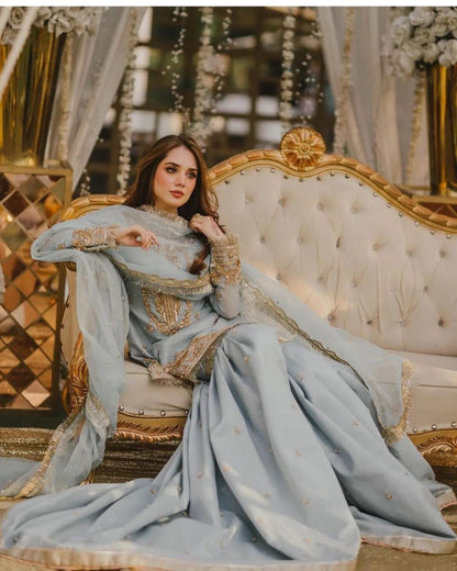 MAHA WAJAHAT  EMBROIDERED ORGENZA  COLLECTION| UNSTITCHED BRIDAL AND PARTY WEAR| TOP PAKISTANI DRESS BY SHAEBIZ