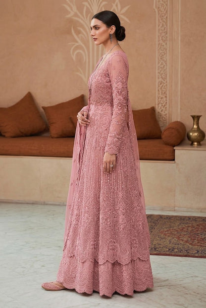 SORAYA LUXURY PINK ORGENZA DRESS | UNSTITCHED FORMAL WEAR BY SHAEBIZ
