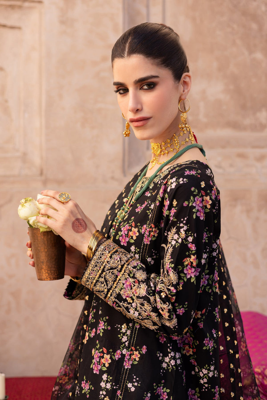 BATIK BLACK DIGITAL PRINTED SILK COLLECTION| FORMAL WEAR | TOP PAKISTANI DRESS BY SHAEBIZ