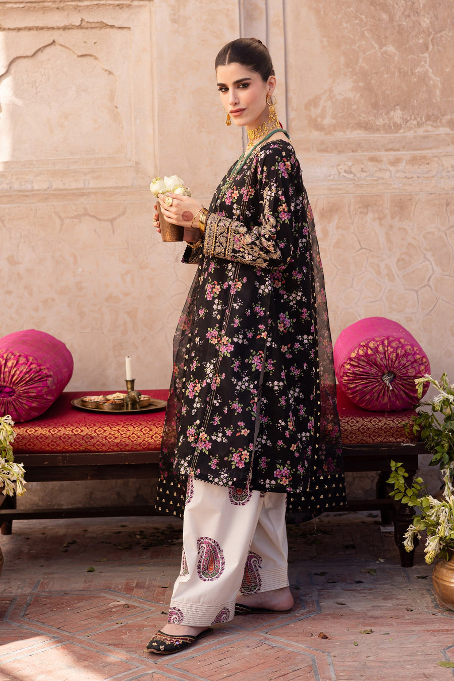 BATIK BLACK DIGITAL PRINTED SILK COLLECTION| FORMAL WEAR | TOP PAKISTANI DRESS BY SHAEBIZ