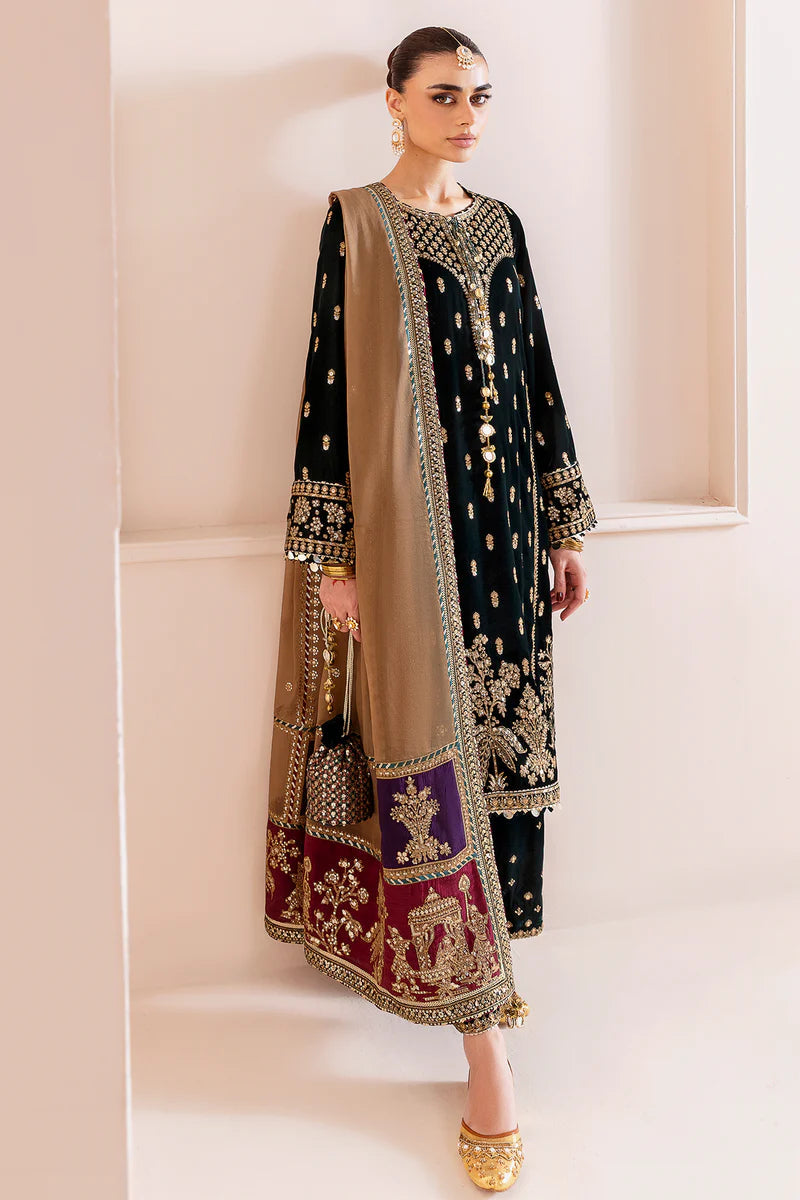 Shaebiz Jazmin Velvet Black Unstitched 3 Piece Collection