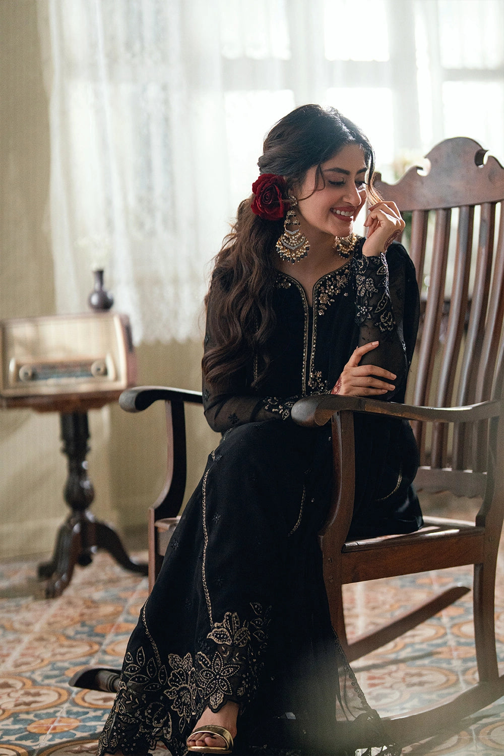 SAJAL ALY BLACK CHIFFON DRESS| AZURE 2026 LATEST COLLECTION BY SHAEBIZ