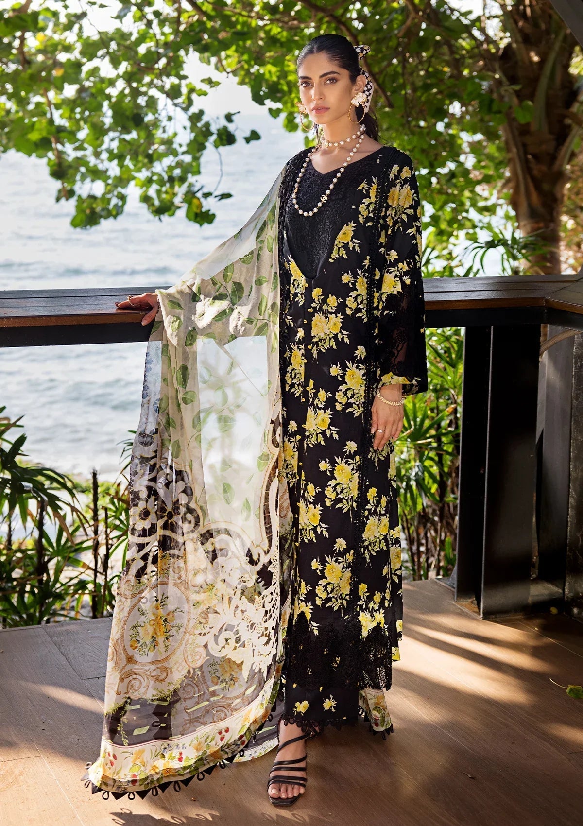 ELAF SIGNATURE LAWN COLLECTION| BLACK DRESS| TOP PAKISTANI DRESS BY SHAEBIZ|