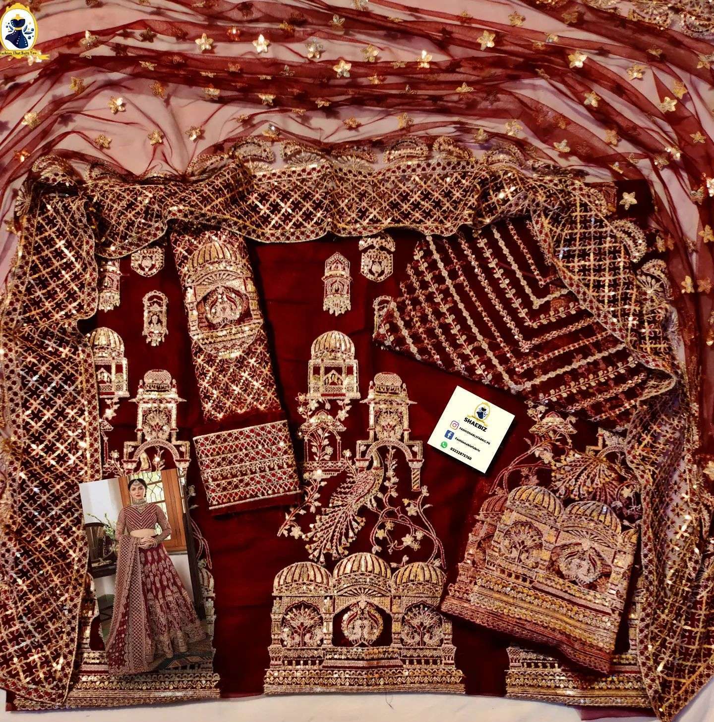 AFROZEH BRIDAL MEHROON WEARING BY HANI AMIR