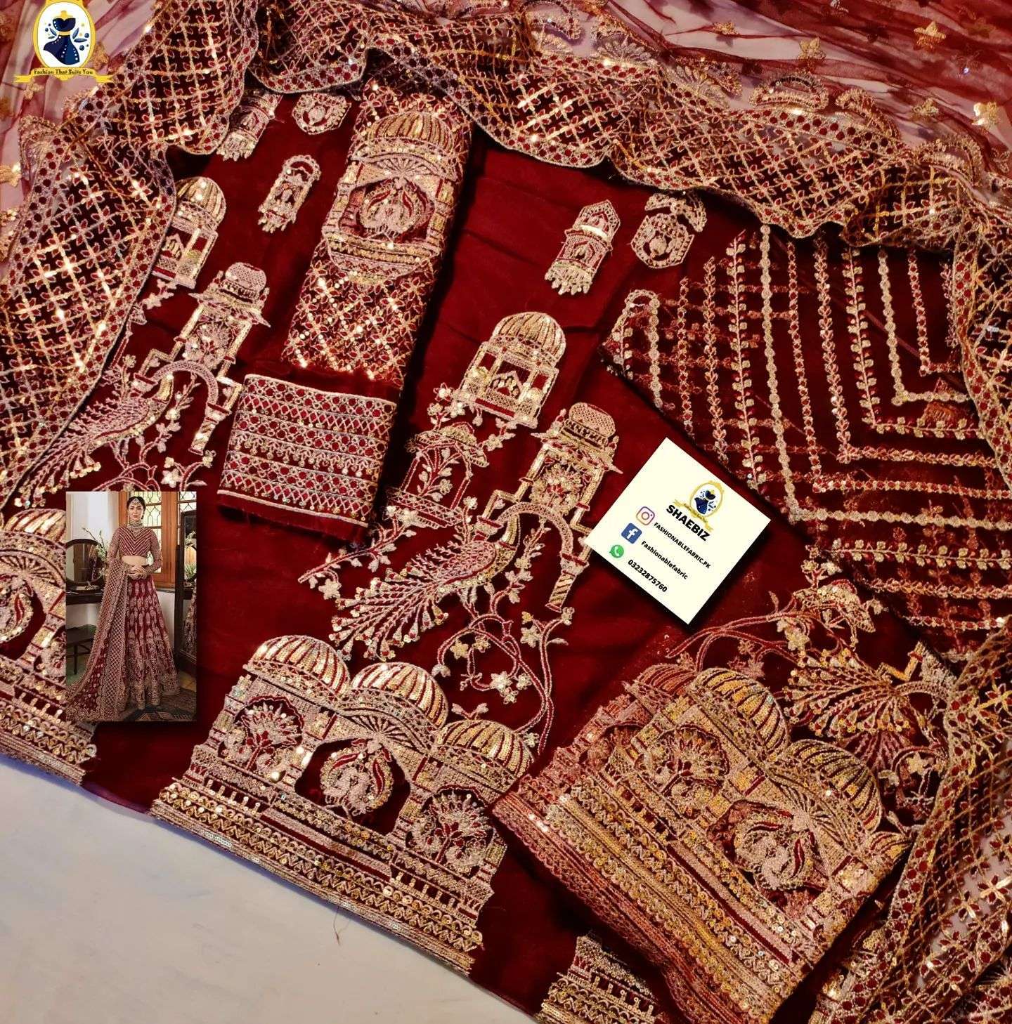 AFROZEH BRIDAL MEHROON WEARING BY HANI AMIR