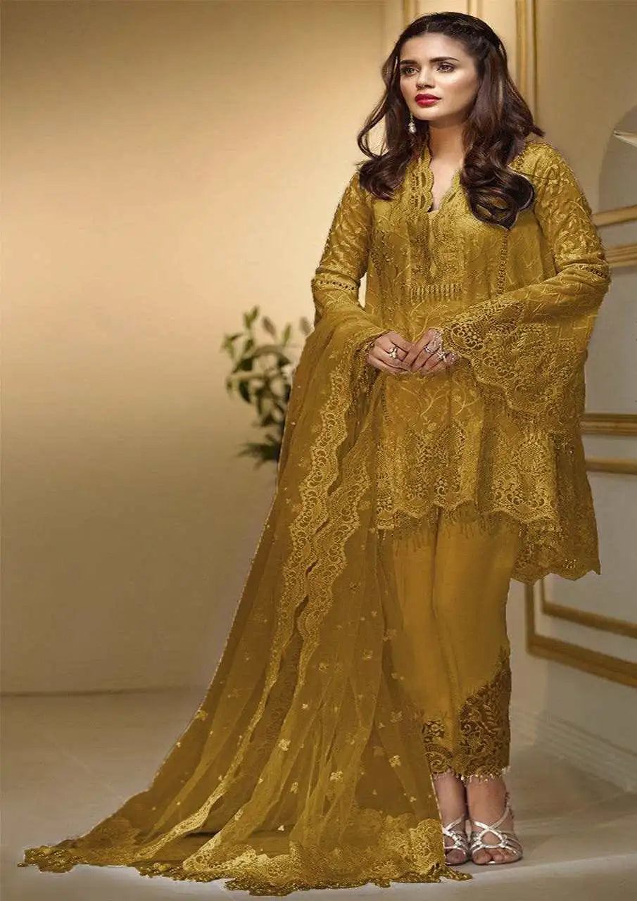 ANAYA MEHNDI ZARDANA | UNSTITCH PARTY  WEAR COLLECTION | TOP PAKISTANI DRESS BY SHAEBIZ