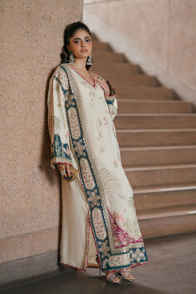 ETHNIC LATEST RAW SILK KAFTAN| 2 PCS BY SHAEBIZ