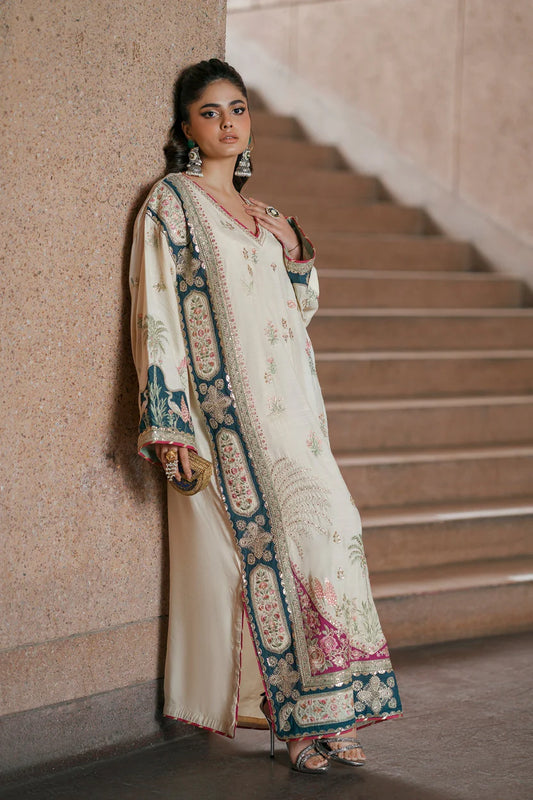 ETHNIC LATEST RAW SILK KAFTAN| 2 PCS BY SHAEBIZ