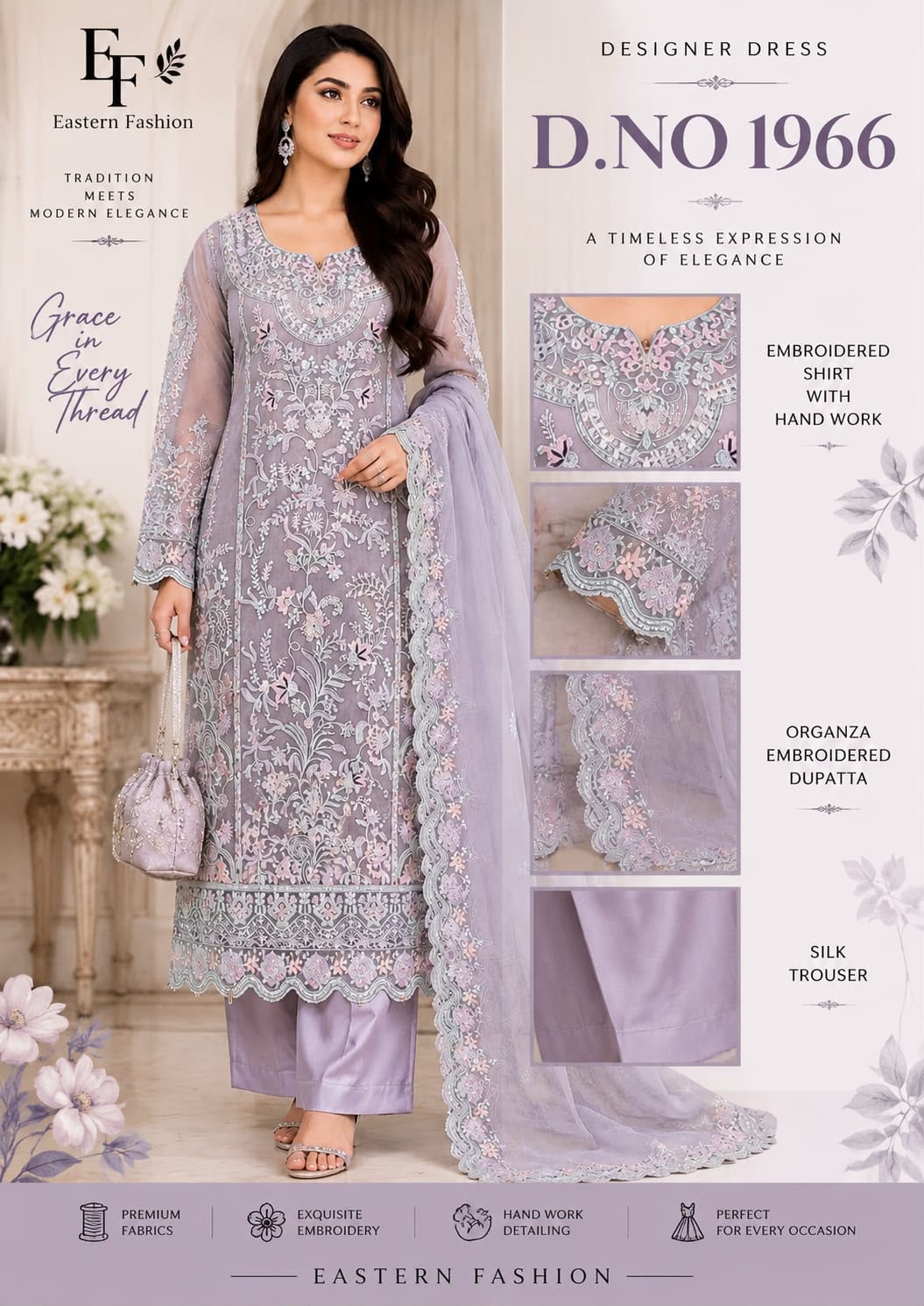 GULAAL LILIC ORGENZA LUXURY UNSTITCH COLLECTION BY SHAEBIZ