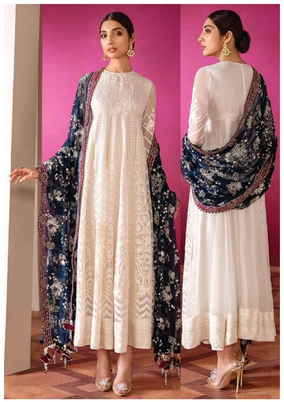 BAROQUE WHITE CHIFFON WITH NET DUPATTA