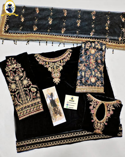 BAROQUE BLACK VELVET PARTY WEAR DRESS (BQ-BV22)