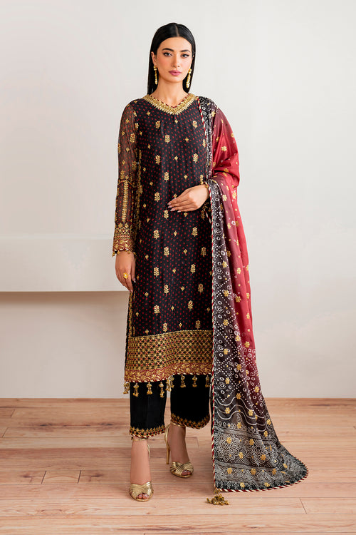 BAROQUE LATEST CHIFFON COLLECTION| UNSTITCHED 3 PCS| TOP PAKISTANI DRESS BY SHAEBIZ