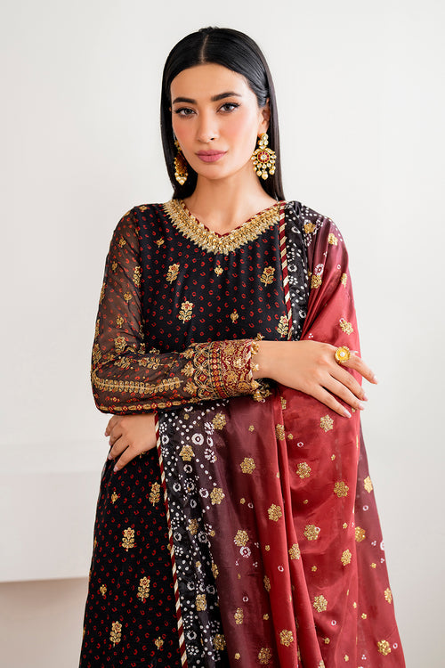 BAROQUE LATEST CHIFFON COLLECTION| UNSTITCHED 3 PCS| TOP PAKISTANI DRESS BY SHAEBIZ
