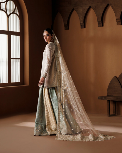 BAROQUE CHIFFON 2026 UNSTITCH LUXURY GHARARA COLLECTION BY SHAEBIZ