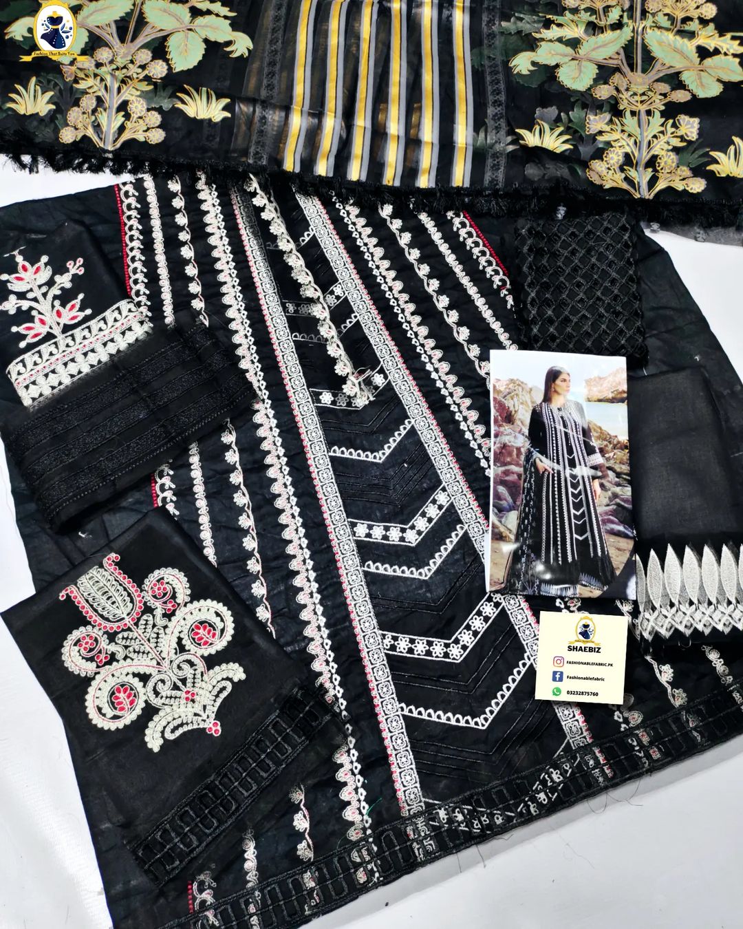 2023 Fancy Party Wear | Crimson Black Lawn Collection | By Shaebiz