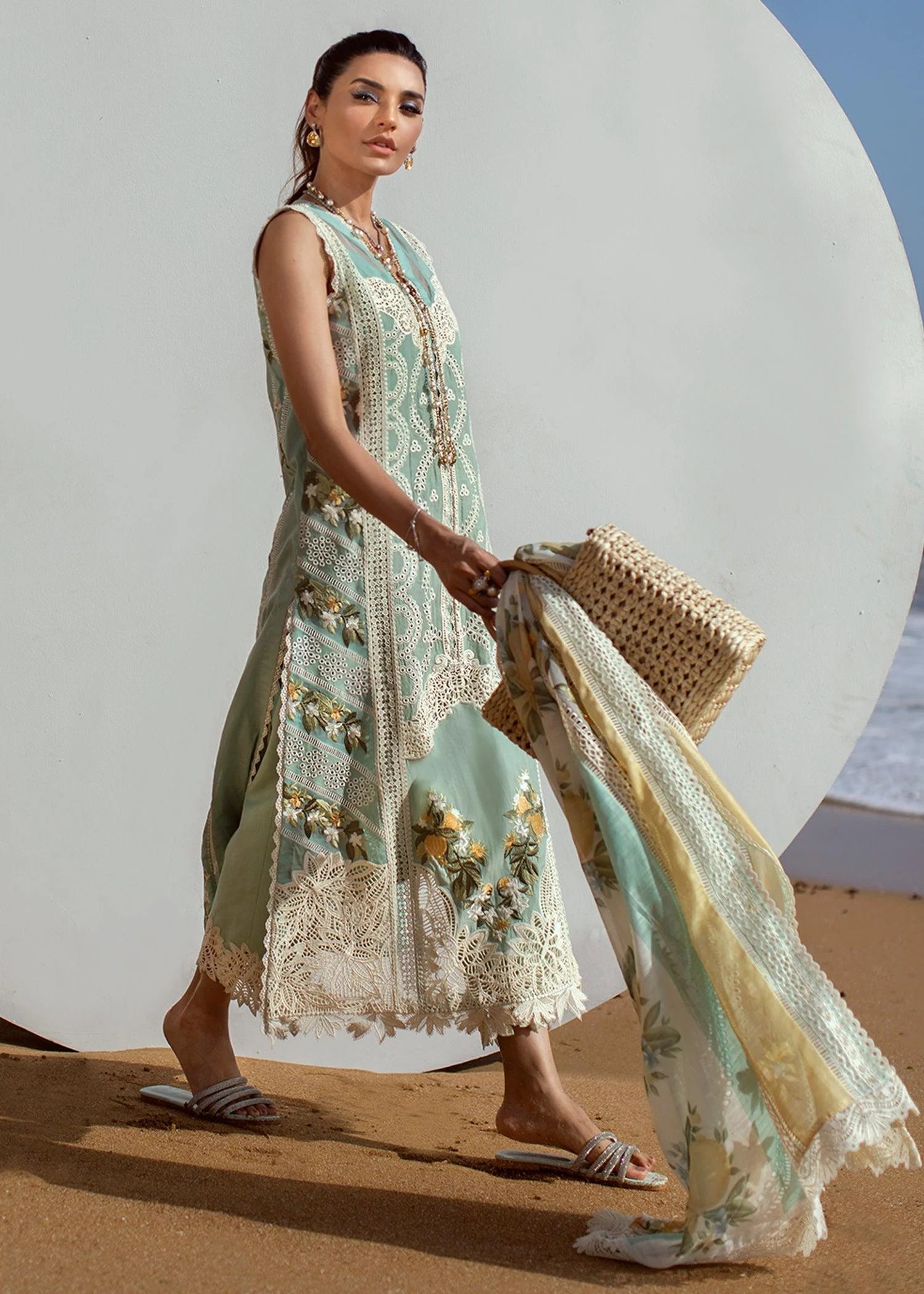 2022 Formal Wear Collection | Crimson Pistai Lawn| Chicke Kari Formal | by Shaebiz