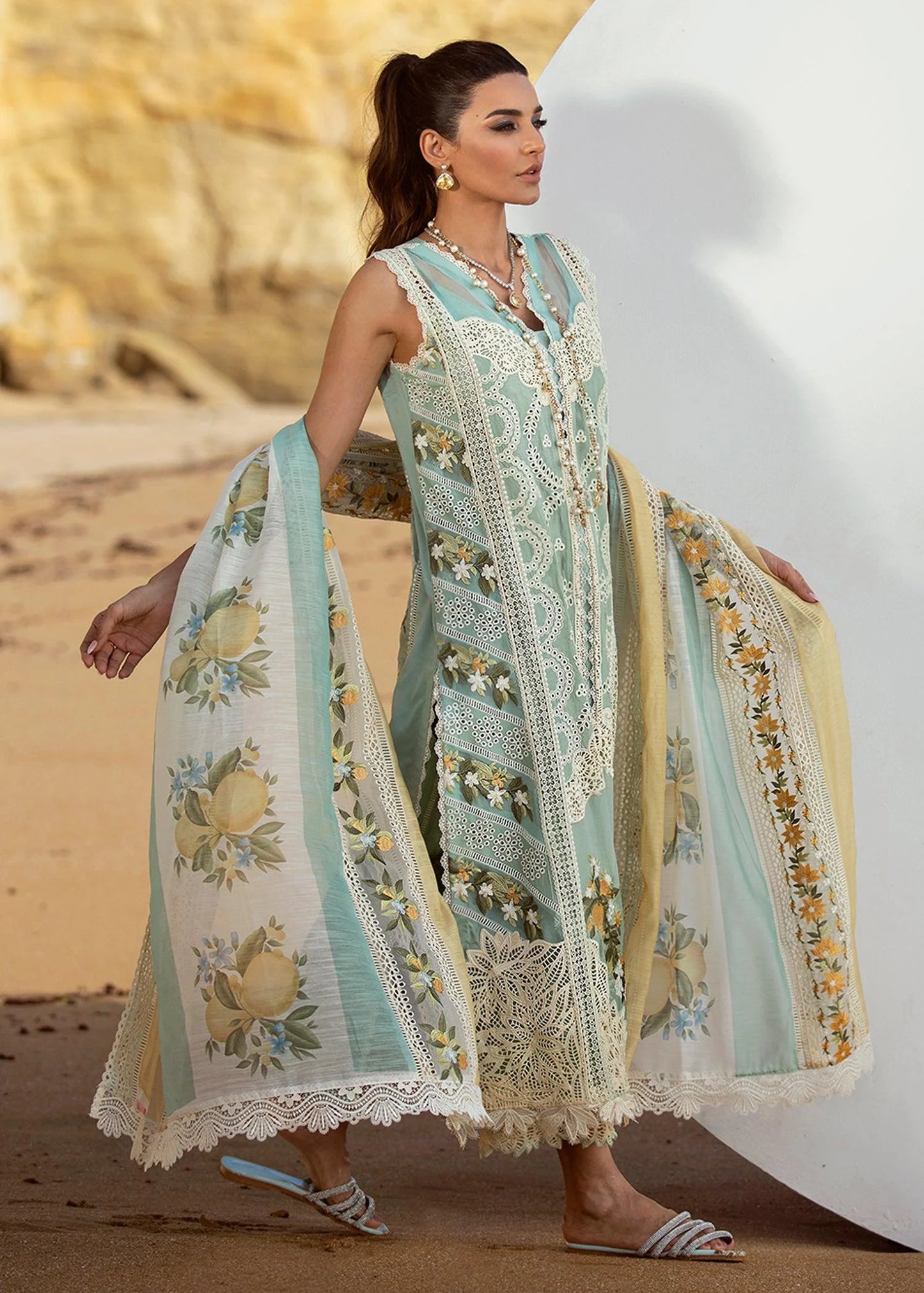 2022 Formal Wear Collection | Crimson Pistai Lawn| Chicke Kari Formal | by Shaebiz