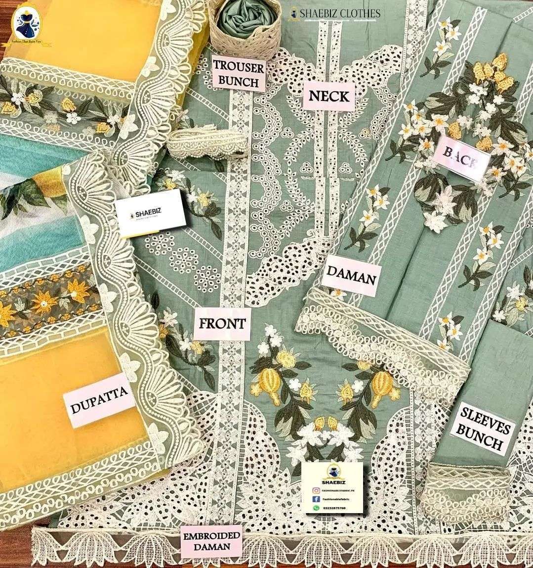 2022 Formal Wear Collection | Crimson Pistai Lawn| Chicke Kari Formal | by Shaebiz