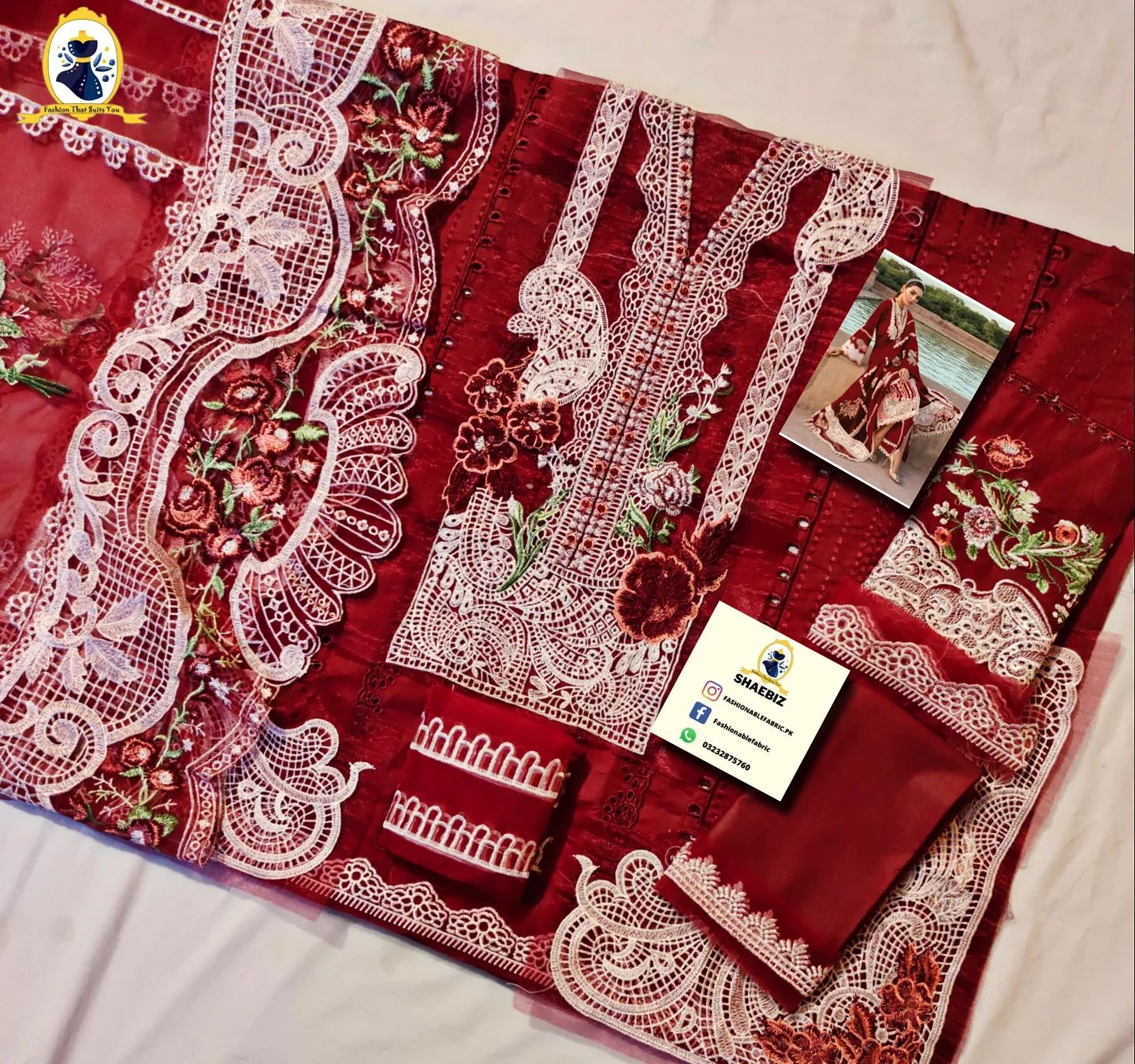 CRIMSON MEHROON CHICKENKARI FROMAL LAWN (CM-SC21)