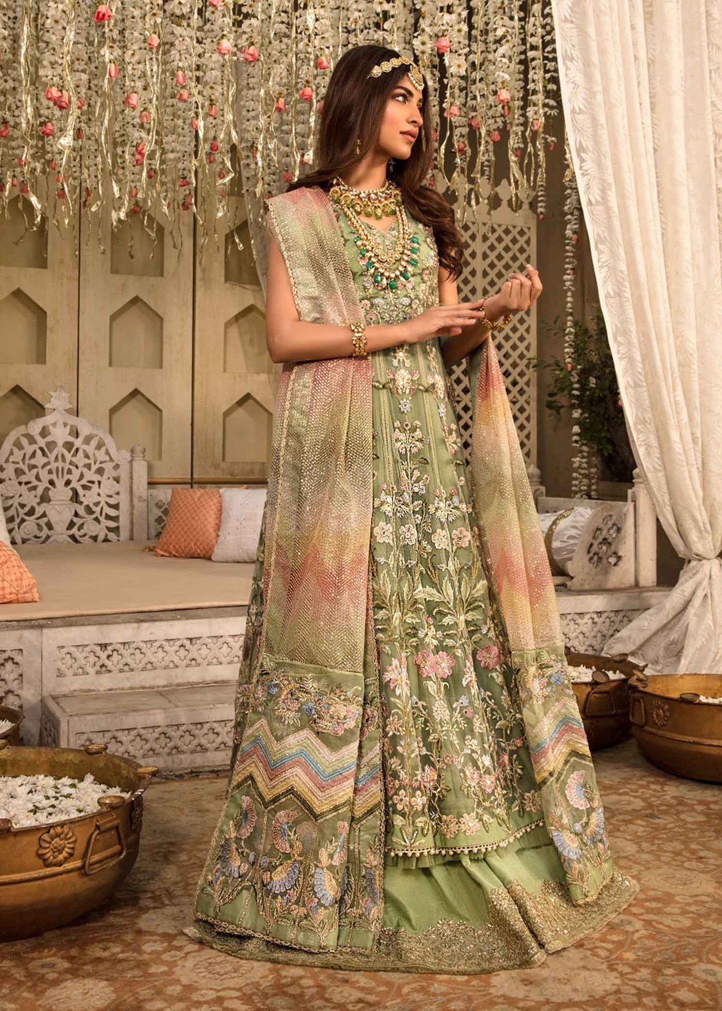 CRIMSON MINT GREEN SEMI STITCH MAXI