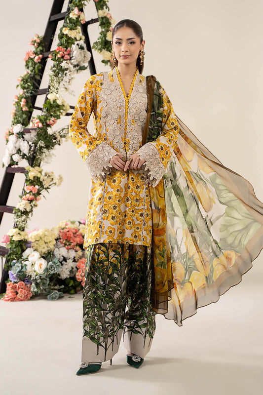 MARIA B YELLOW SUNFLOWER| UNSTITCHED 3 PCS LAWN COLLECTION BY SHAEBIZ