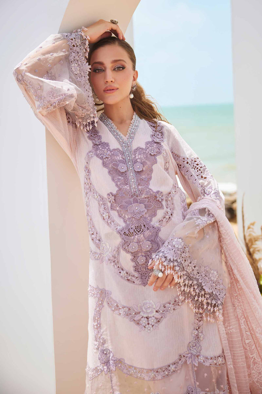 MARIA B LUXURY 2026 EMBROIDERED LAWN | UNSTITCHED SUMMER COLLECTION| TOP PAKISTANI DRESS BY SHAEBIZ