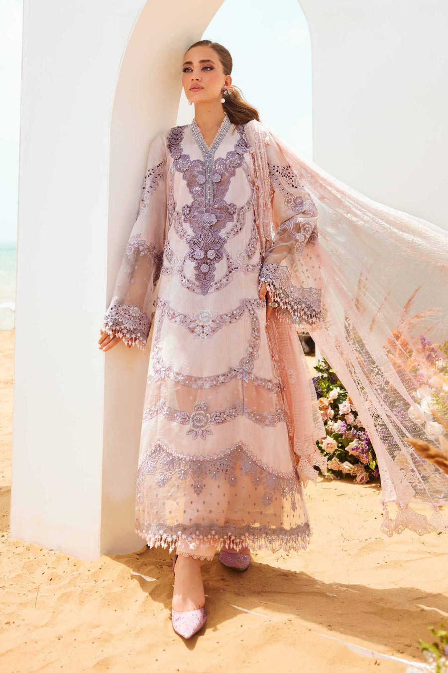 MARIA B LUXURY 2026 EMBROIDERED LAWN | UNSTITCHED SUMMER COLLECTION| TOP PAKISTANI DRESS BY SHAEBIZ