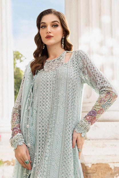 MARIA B EMBROIDERED CHIFFON PARTY WEAR| UNSTITCHED MASTER REPLICA| TOP PAKISTANI DRESS BY SHAEBIZ