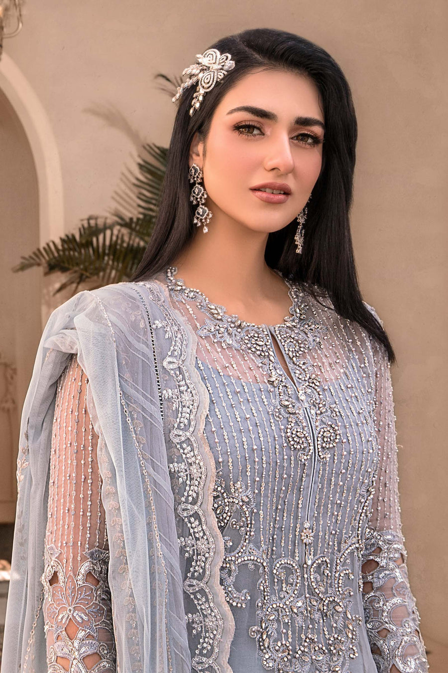 MARIA B ICY BLUE HAZE LUXURY NET COLLECTION| SARA KHAN | TOP PAKISTANI DRESS BY SHAEBIZ