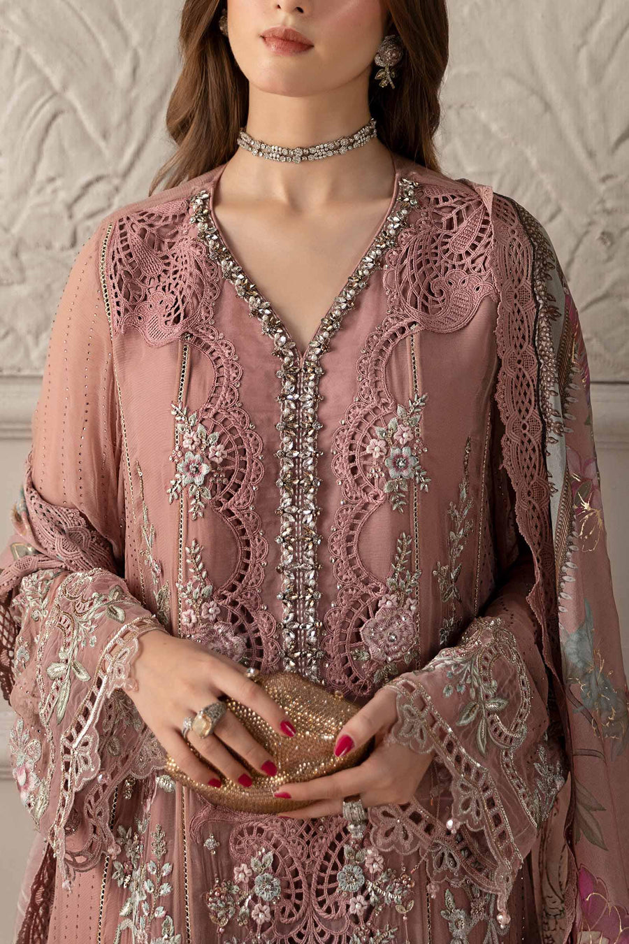 MARIA B TEA PINK LUXURY CHIFFON COLLECTION| WEDDING FORMALS| TOP PAKISTANI DRESS BY SHAEBIZ