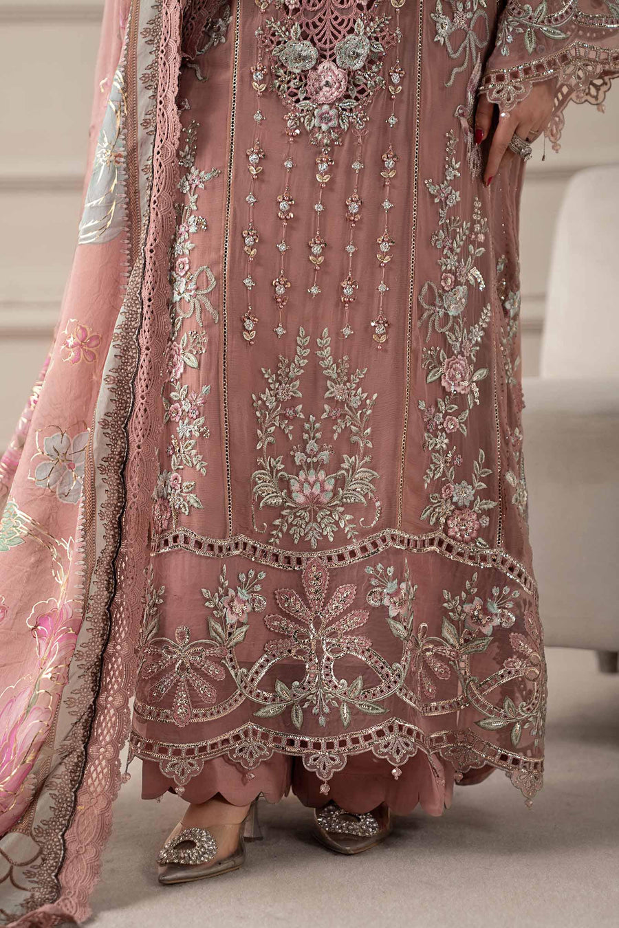 MARIA B TEA PINK LUXURY CHIFFON COLLECTION| WEDDING FORMALS| TOP PAKISTANI DRESS BY SHAEBIZ