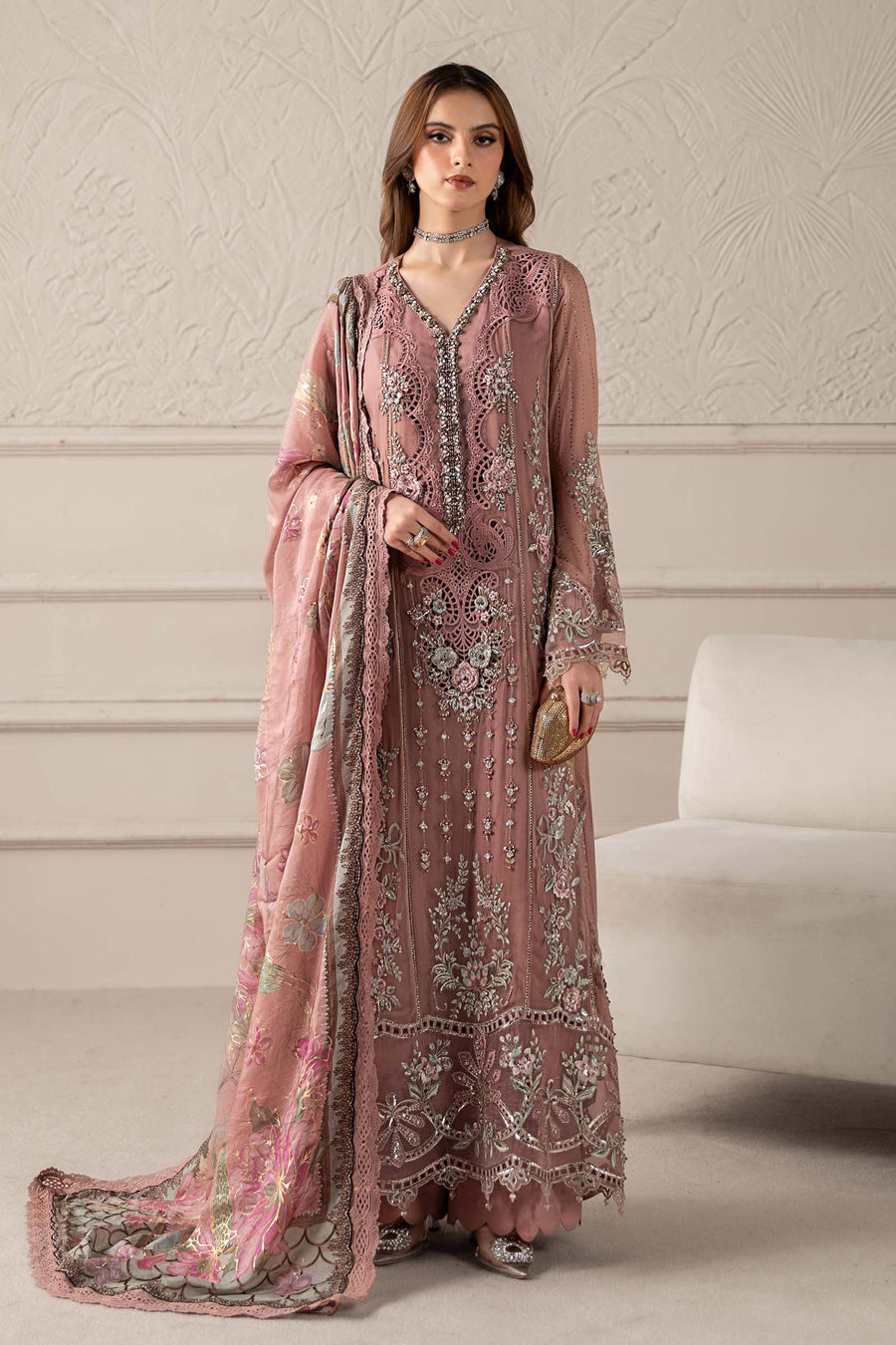 MARIA B TEA PINK LUXURY CHIFFON COLLECTION| WEDDING FORMALS| TOP PAKISTANI DRESS BY SHAEBIZ