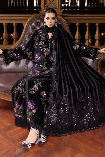 MARIA B LUXURY PANACHE MICRO 9000 VELVET|UNSTITCHED WINTER COLLECTION|TOP PAKISTANI DRESS BY SHAEBIZ