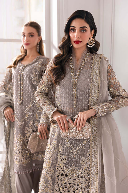 Embroidered Organza 3-Piece Suit with Hand Embellishment & Raw Silk Bottom