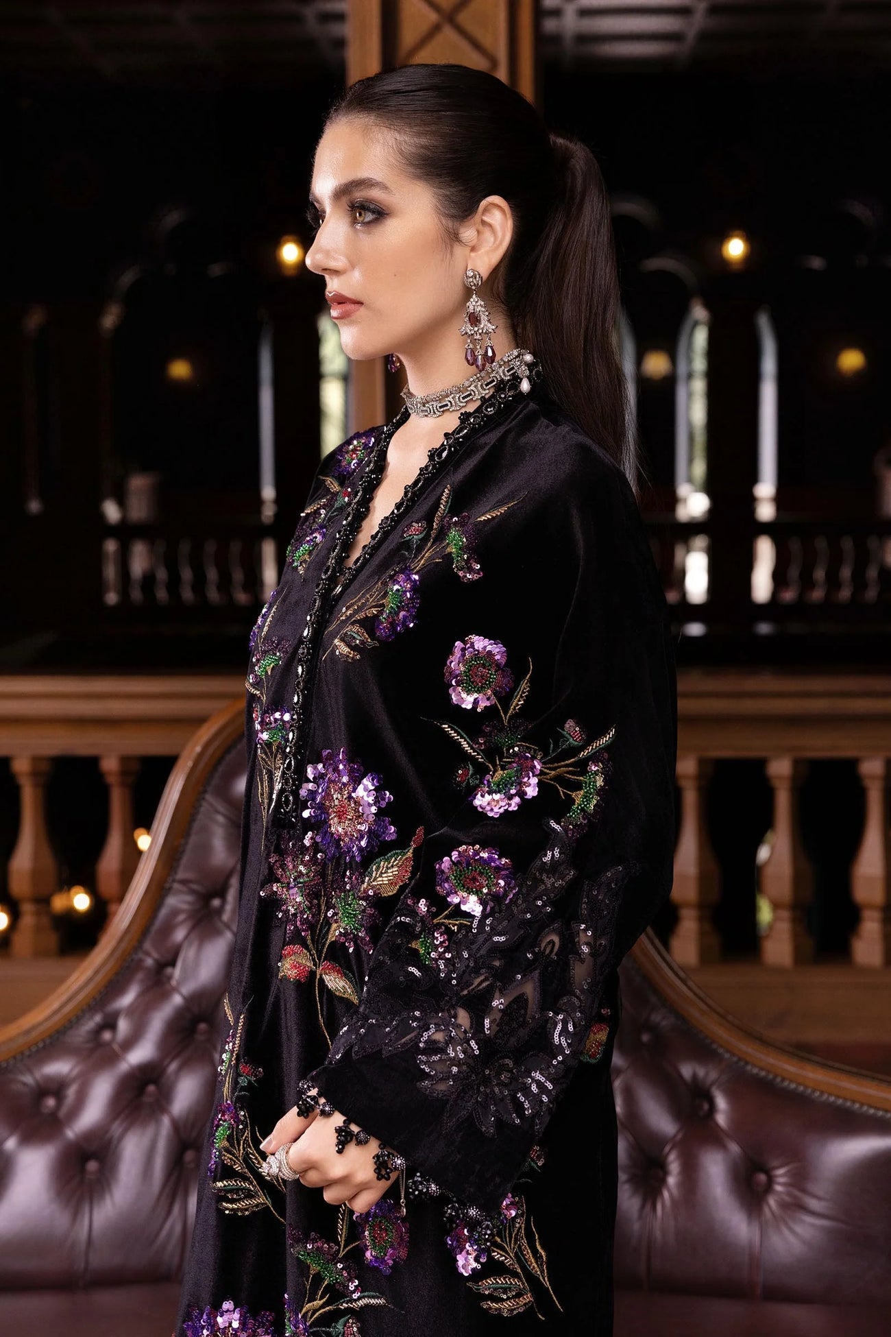 MARIA B LUXURY PANACHE MICRO 9000 VELVET|UNSTITCHED WINTER COLLECTION|TOP PAKISTANI DRESS BY SHAEBIZ