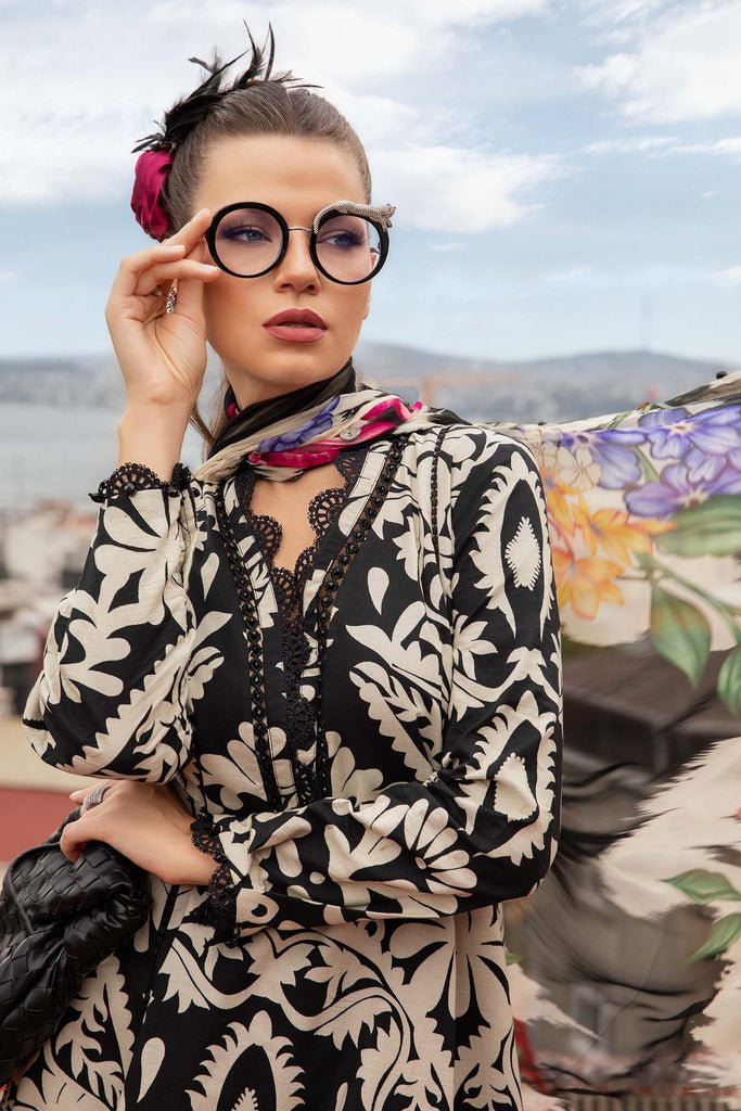 MARIA B BLACK M PRINT| SUMMER LAWN COLLECTION| TOP PAKISTANI DRESS BY SHAEBIZ