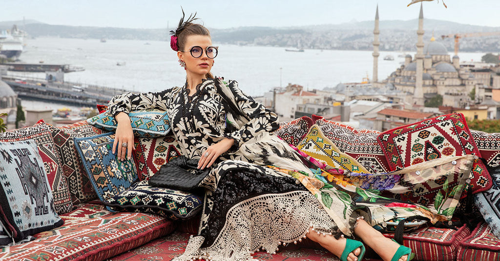 MARIA B BLACK M PRINT| SUMMER LAWN COLLECTION| TOP PAKISTANI DRESS BY SHAEBIZ