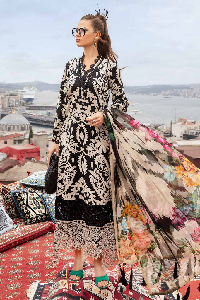 MARIA B BLACK M PRINT| SUMMER LAWN COLLECTION| TOP PAKISTANI DRESS BY SHAEBIZ