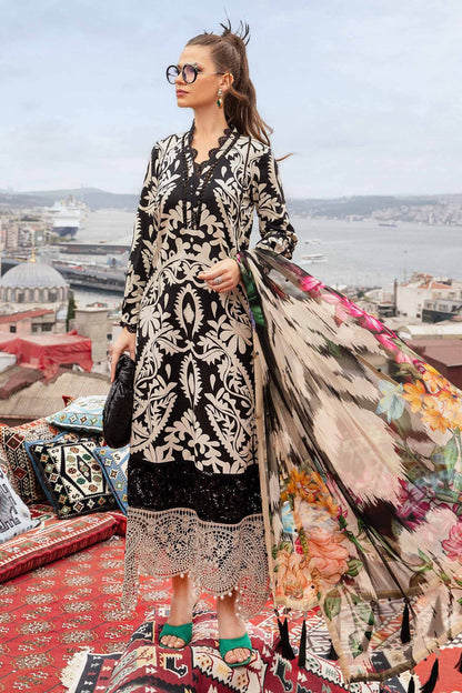 MARIA B BLACK M PRINT| SUMMER LAWN COLLECTION| TOP PAKISTANI DRESS BY SHAEBIZ