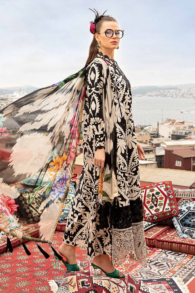 MARIA B BLACK M PRINT| SUMMER LAWN COLLECTION| TOP PAKISTANI DRESS BY SHAEBIZ