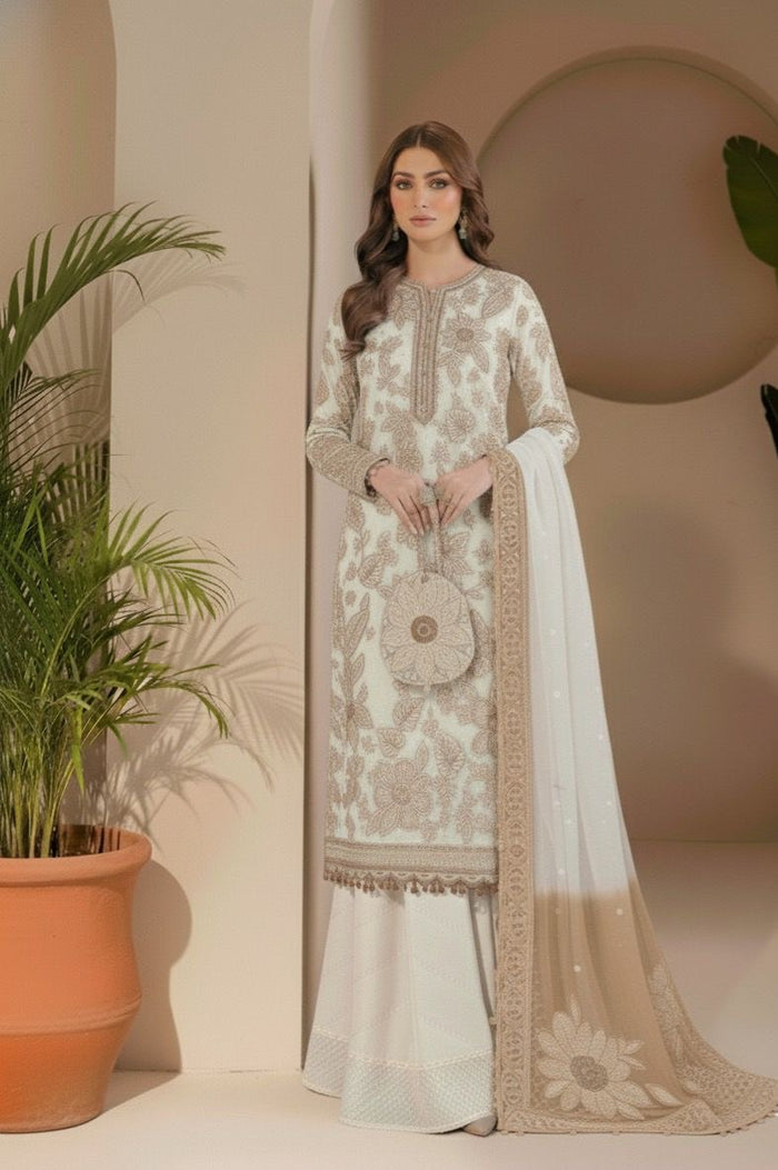 JAZMIN LUXURY EMBROIDERED CHIFFON COLLECTION| UNSTITCHED PARTY WEAR| TOP PAKISTANI DRESS BY SHAEBIZ