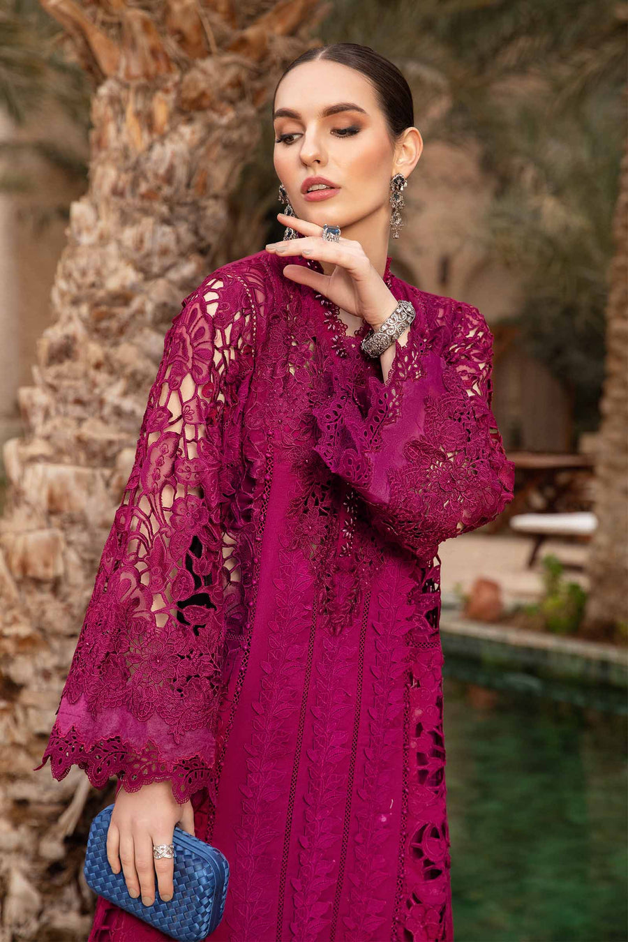 MARIA B - MEHROON LUXURY LAWN COLLECTION | TOP PAKISTANI DRESS BY SHAEBIZ