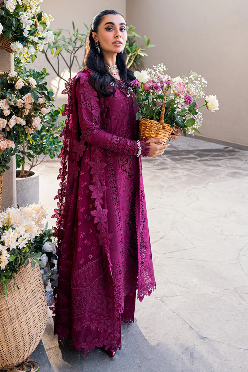 QALAMKAR VIOLET WHISPER LUXURY LAWN COLLECTION| UNSTITCHED 3 PCS BY SHAEBIZ