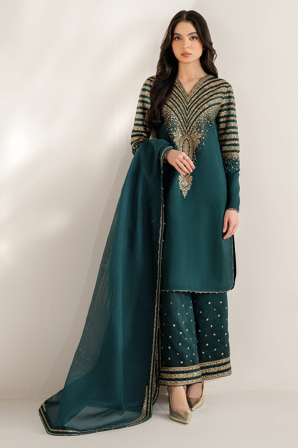 JAZMIN V LUXURY EMBROIDERED RAW SILK | UNSTITCHED MASTER REPLICA| TOP PAKISTANI DRESS BY SHAEBIZ