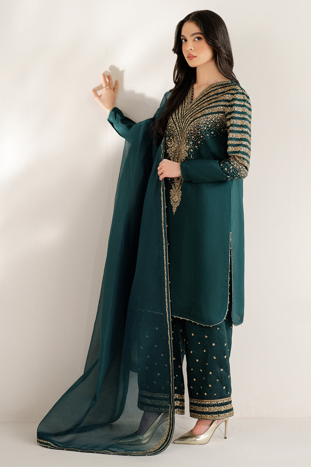 JAZMIN V LUXURY EMBROIDERED RAW SILK | UNSTITCHED MASTER REPLICA| TOP PAKISTANI DRESS BY SHAEBIZ
