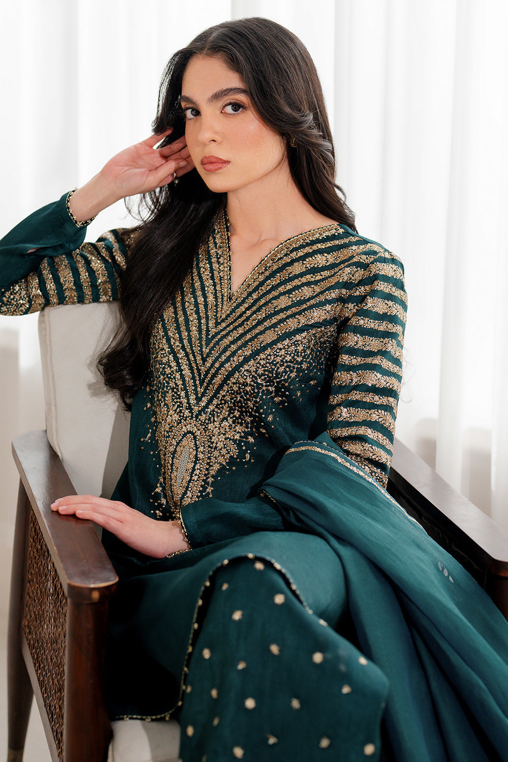 JAZMIN V LUXURY EMBROIDERED RAW SILK | UNSTITCHED MASTER REPLICA| TOP PAKISTANI DRESS BY SHAEBIZ