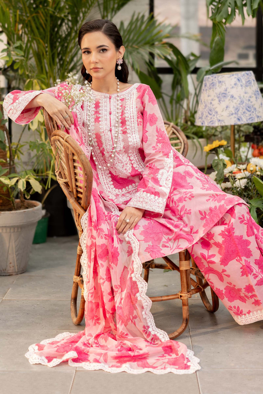MARIA B PINK LAWN DRESS| SUMMER COLLECTION BY SHAEBIZ