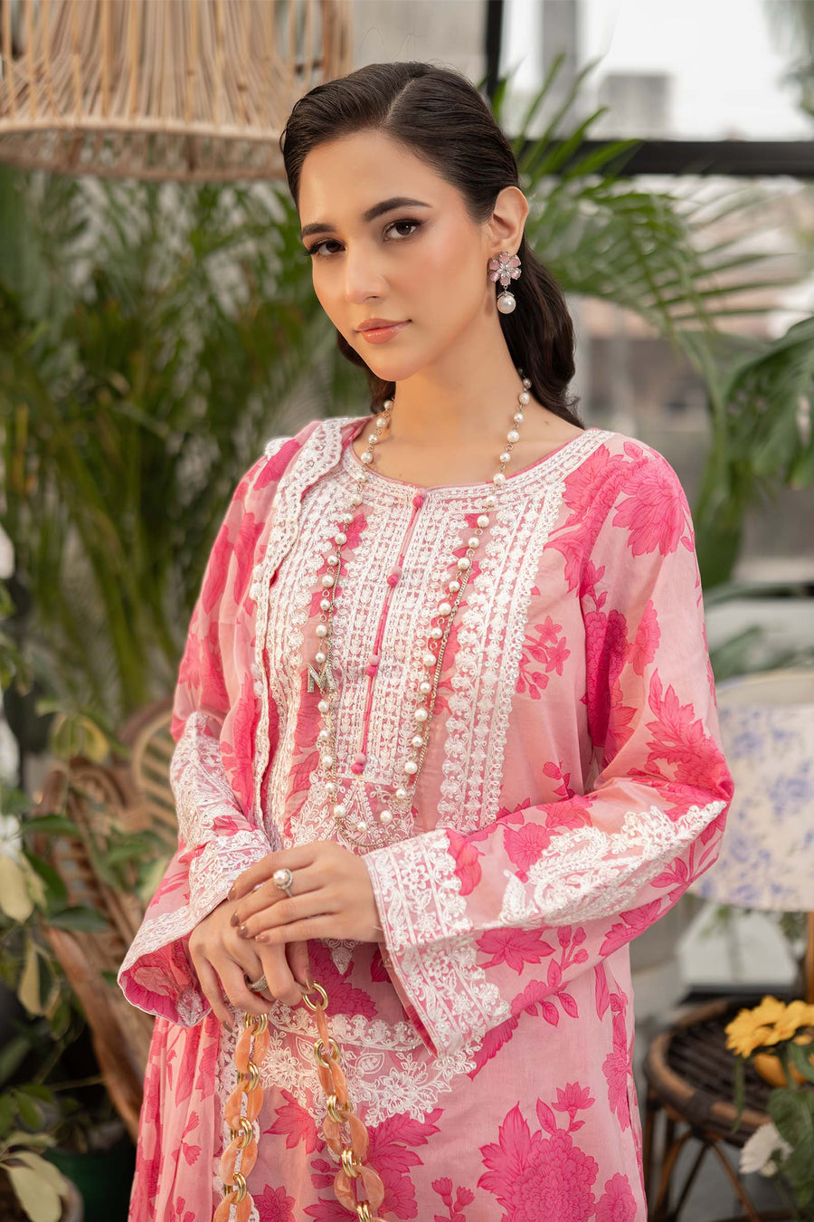 MARIA B PINK LAWN DRESS| SUMMER COLLECTION BY SHAEBIZ