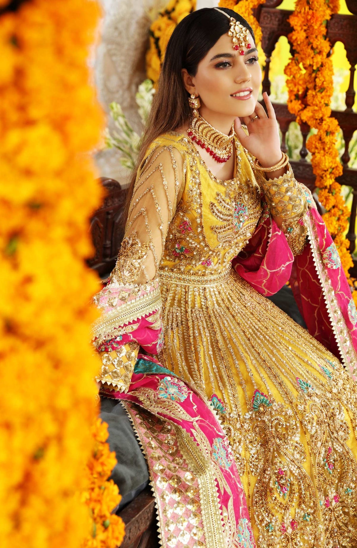 MARYAM N MARIA LUXURY BRIDAL MAXI | MEHNDI COLLECTION| TOP PAKISTANI DRESS BY SHAEBIZ