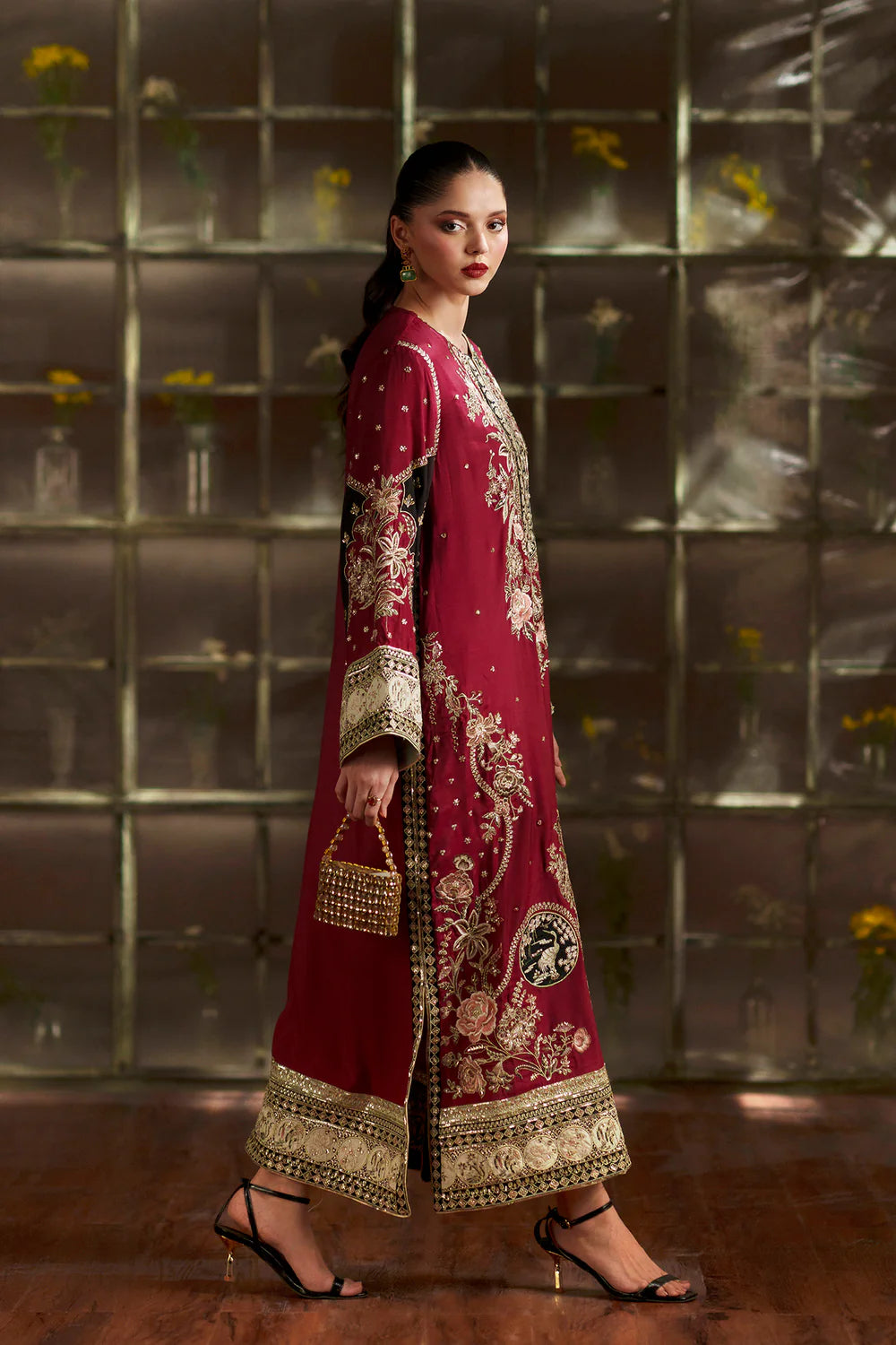 ETHNC LATEST RED RAW SILK KAFTAN | UNSTITCHED LATEST KAFTAN OF 2026 BY SHAEBIZ